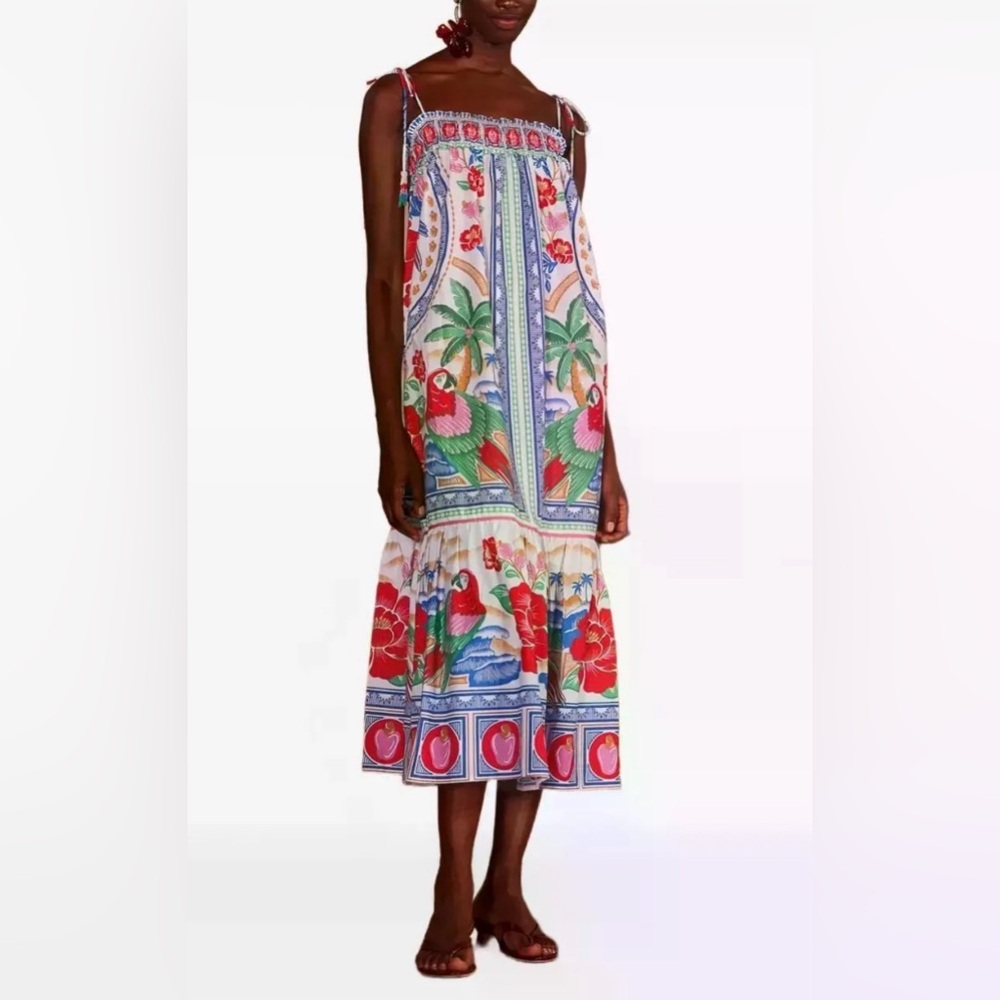 NWT Farm Rio Flowers Beach Off White Maxi Dress - size Medium